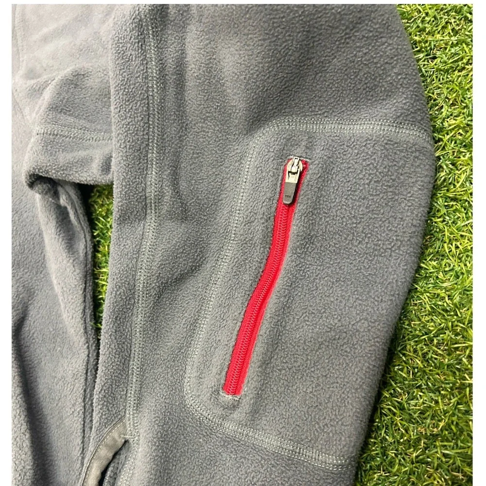 The North Face Mens Large Gray Red 1/4 Zip Fleece Pullover Jacket‎ Sleeve Pocket